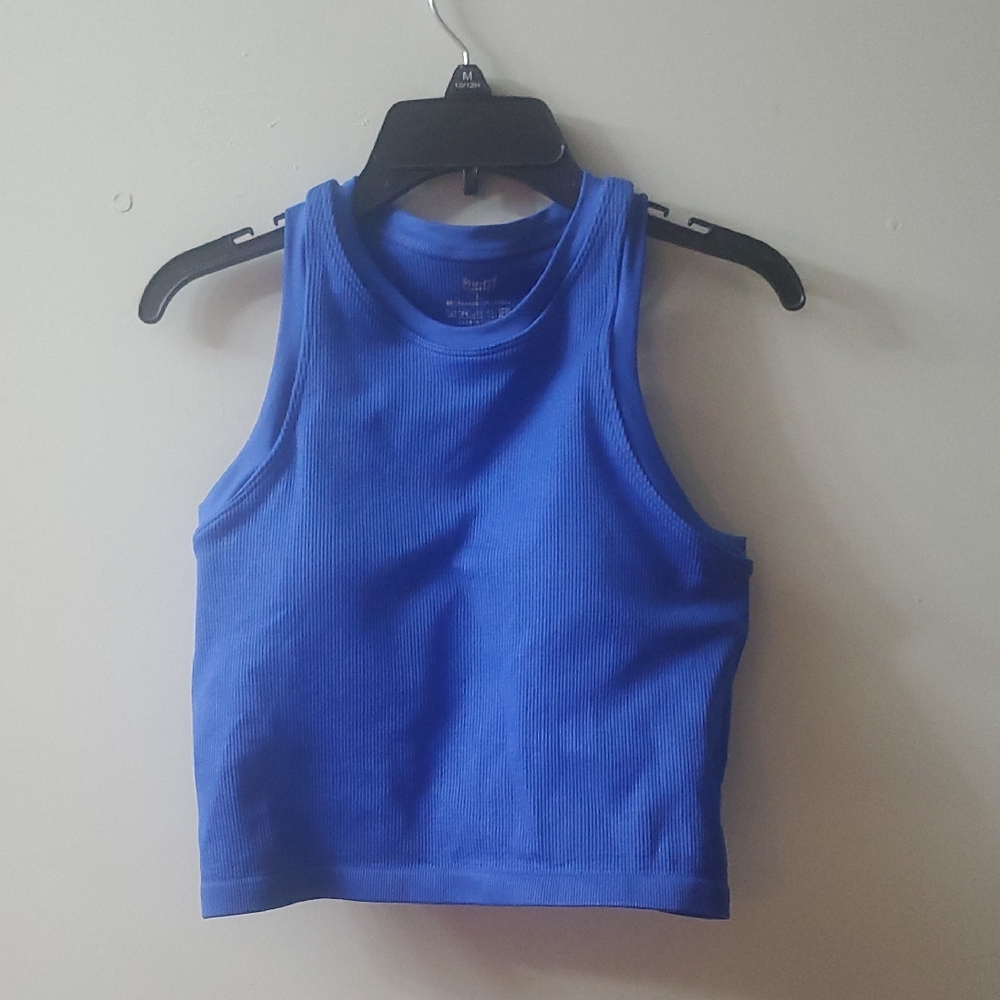 Pro-Fit Seamlees  Vibrant Blue Ribbed Tank With Removables pads